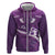 Purple Polynesia Zip Hoodie Tribal Pattern Tropical Frangipani