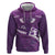 Purple Polynesia Zip Hoodie Tribal Pattern Tropical Frangipani