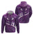 Purple Polynesia Zip Hoodie Tribal Pattern Tropical Frangipani