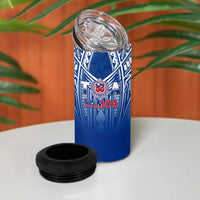 Samoa Rugby 4 in 1 Can Cooler Tumbler Toa Samoa Polynesian Pacific Navy Version