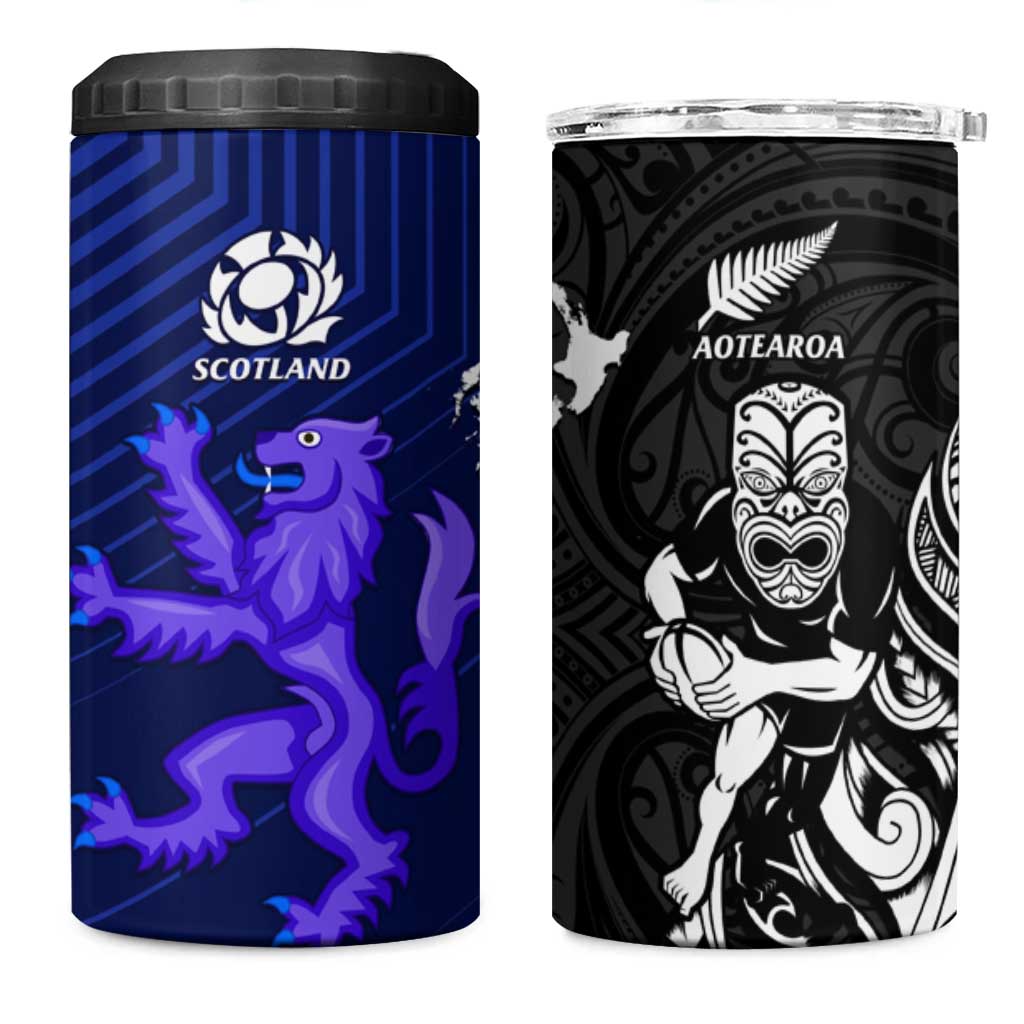 New Zealand and Scotland Rugby 4 in 1 Can Cooler Tumbler All Black Maori With Thistle Together