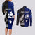 Personalised New Zealand and Scotland Rugby Couples Matching Long Sleeve Bodycon Dress and Long Sleeve Button Shirts All Black Maori With Thistle Together LT14 - Polynesian Pride