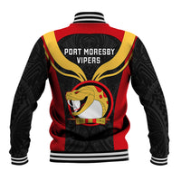Papua New Guinea Rugby Baseball Jacket Port Moresby Vipers PNG Polynesian Pattern LT14 - Polynesian Pride