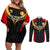 Custom Papua New Guinea Rugby Couples Matching Off Shoulder Short Dress and Long Sleeve Button Shirts Port Moresby Vipers PNG Polynesian Pattern LT14 Black - Polynesian Pride
