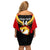 Custom Papua New Guinea Rugby Off Shoulder Short Dress Port Moresby Vipers PNG Polynesian Pattern LT14 - Polynesian Pride