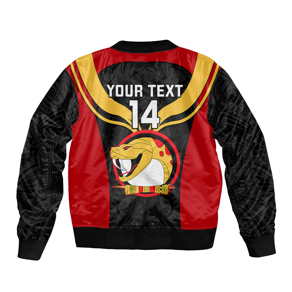 Custom Papua New Guinea Rugby Sleeve Zip Bomber Jacket Port Moresby Vipers PNG Polynesian Pattern LT14 - Polynesian Pride