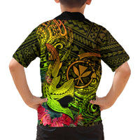 Hawaii Kid Hawaiian Shirt Kanaka Map With Polynesian Shark Tattoo Reggae Unique LT14 - Polynesian Pride