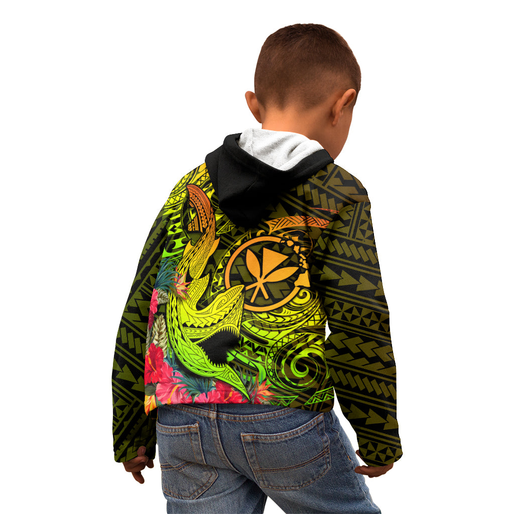 Hawaii Kid Hoodie Kanaka Map With Polynesian Shark Tattoo Reggae Unique LT14 - Polynesian Pride