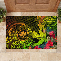 Hawaii Rubber Doormat Kanaka Map With Polynesian Shark Tattoo Reggae Unique LT14 - Polynesian Pride