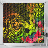 Hawaii Shower Curtain Kanaka Map With Polynesian Shark Tattoo Reggae Unique LT14 - Polynesian Pride