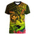 Hawaii Women V Neck T Shirt Kanaka Map With Polynesian Shark Tattoo Reggae Unique LT14 Female Reggae - Polynesian Pride