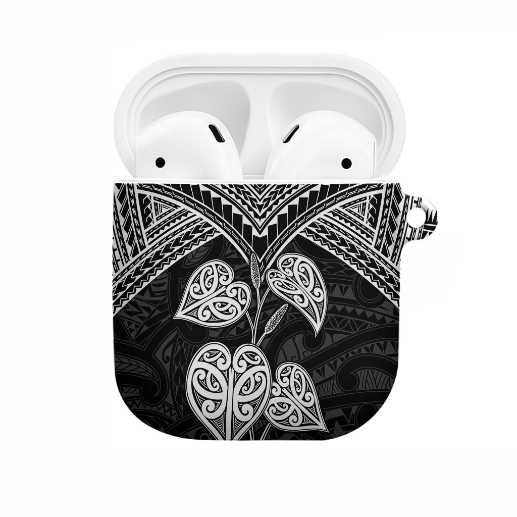 Black New Zealand Kawakawa Maori Ngaru AirPods Case LT14 Black - Polynesian Pride