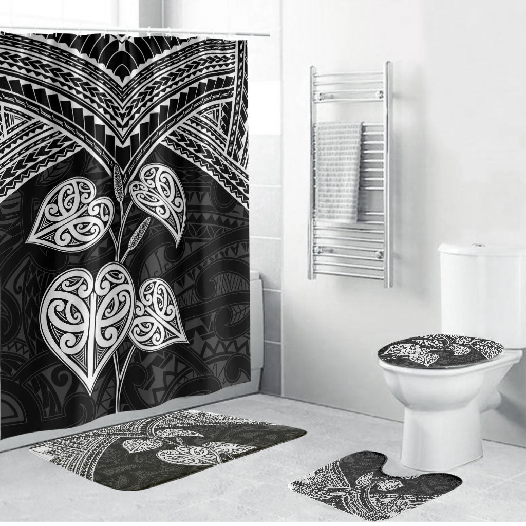 Black New Zealand Kawakawa Maori Ngaru Bathroom Set LT14 Bathroom Set (4 pcs) Black - Polynesian Pride
