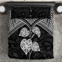 Black New Zealand Kawakawa Maori Ngaru Bedding Set LT14 Black - Polynesian Pride