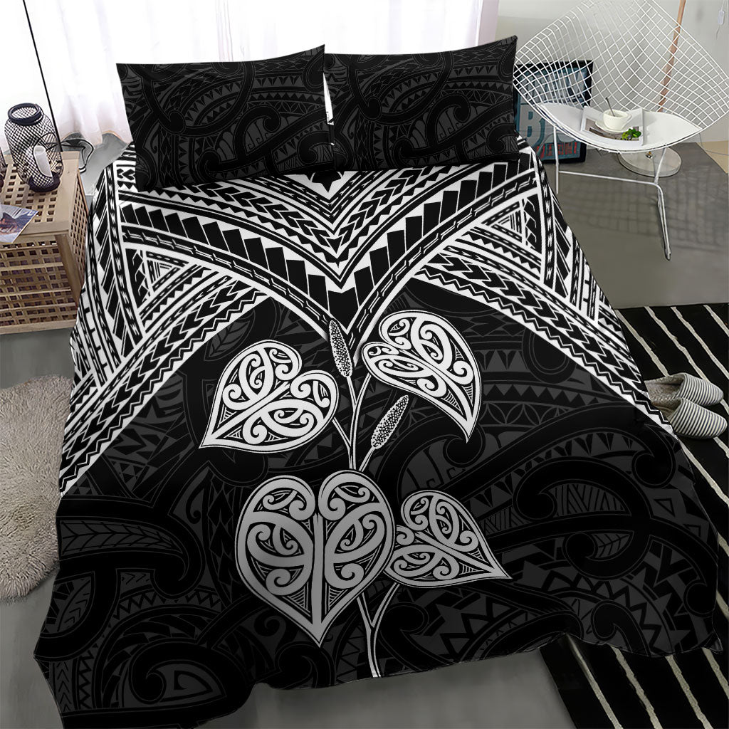 Black New Zealand Kawakawa Maori Ngaru Bedding Set LT14 - Polynesian Pride