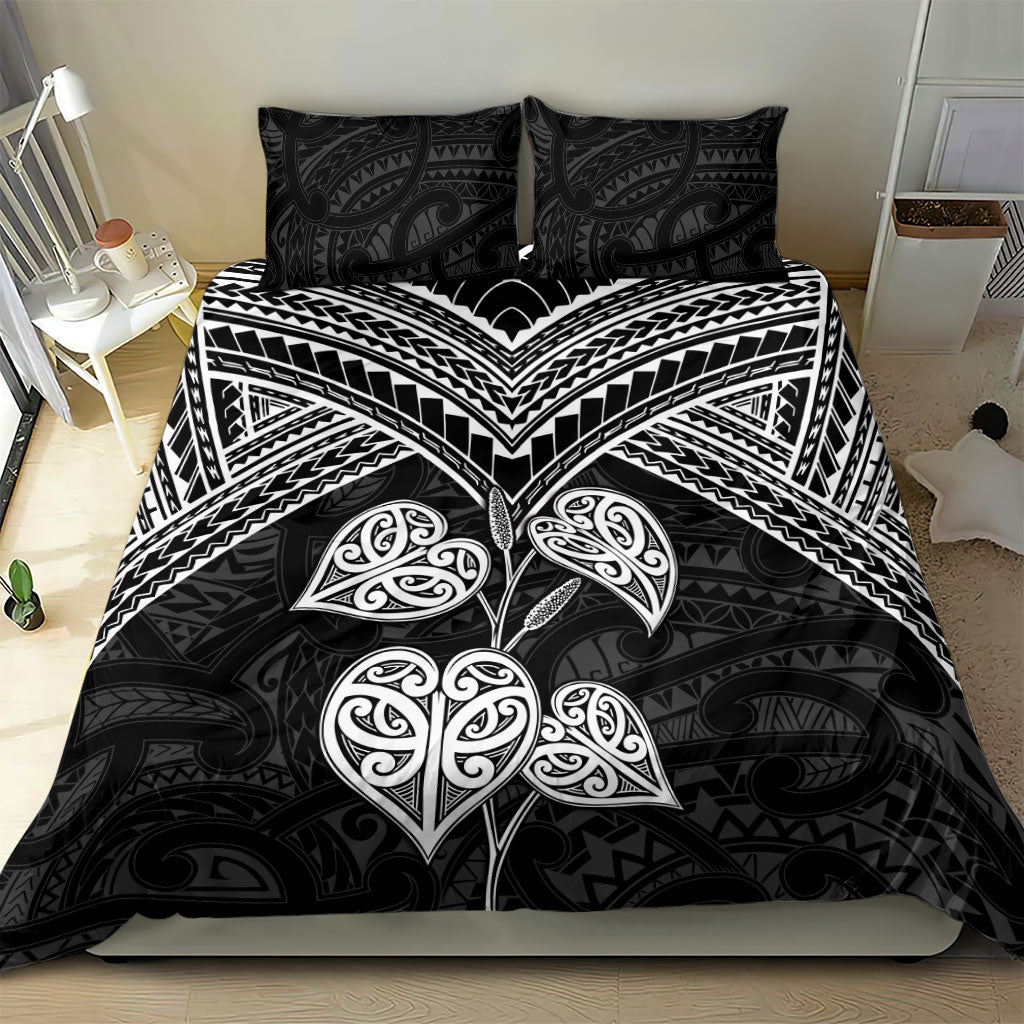 Black New Zealand Kawakawa Maori Ngaru Bedding Set LT14 - Polynesian Pride