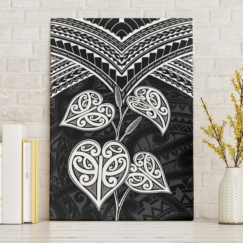 Black New Zealand Kawakawa Maori Ngaru Canvas Wall Art LT14 Without Frame Black - Polynesian Pride