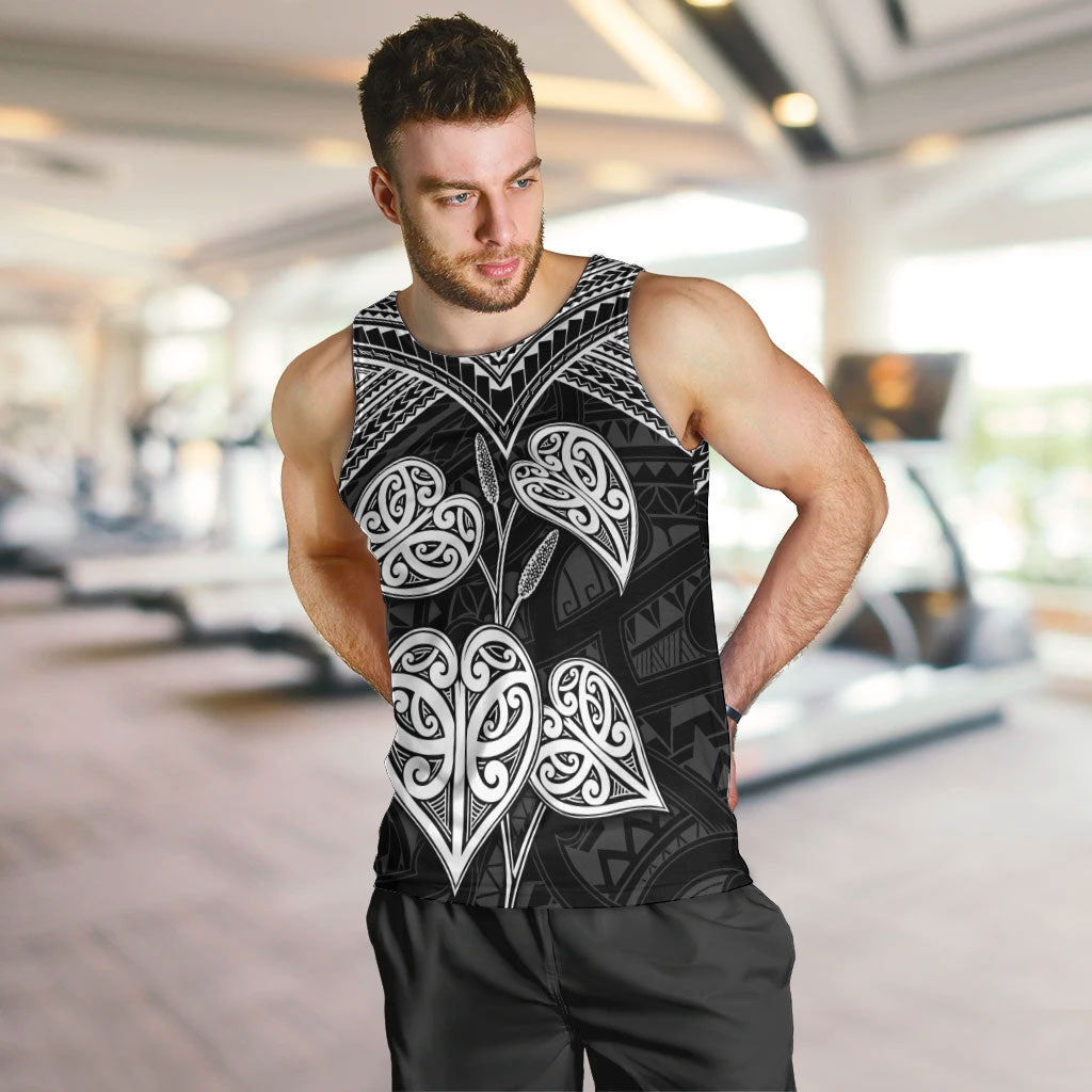 Black New Zealand Kawakawa Maori Ngaru Men Tank Top LT14 Black - Polynesian Pride