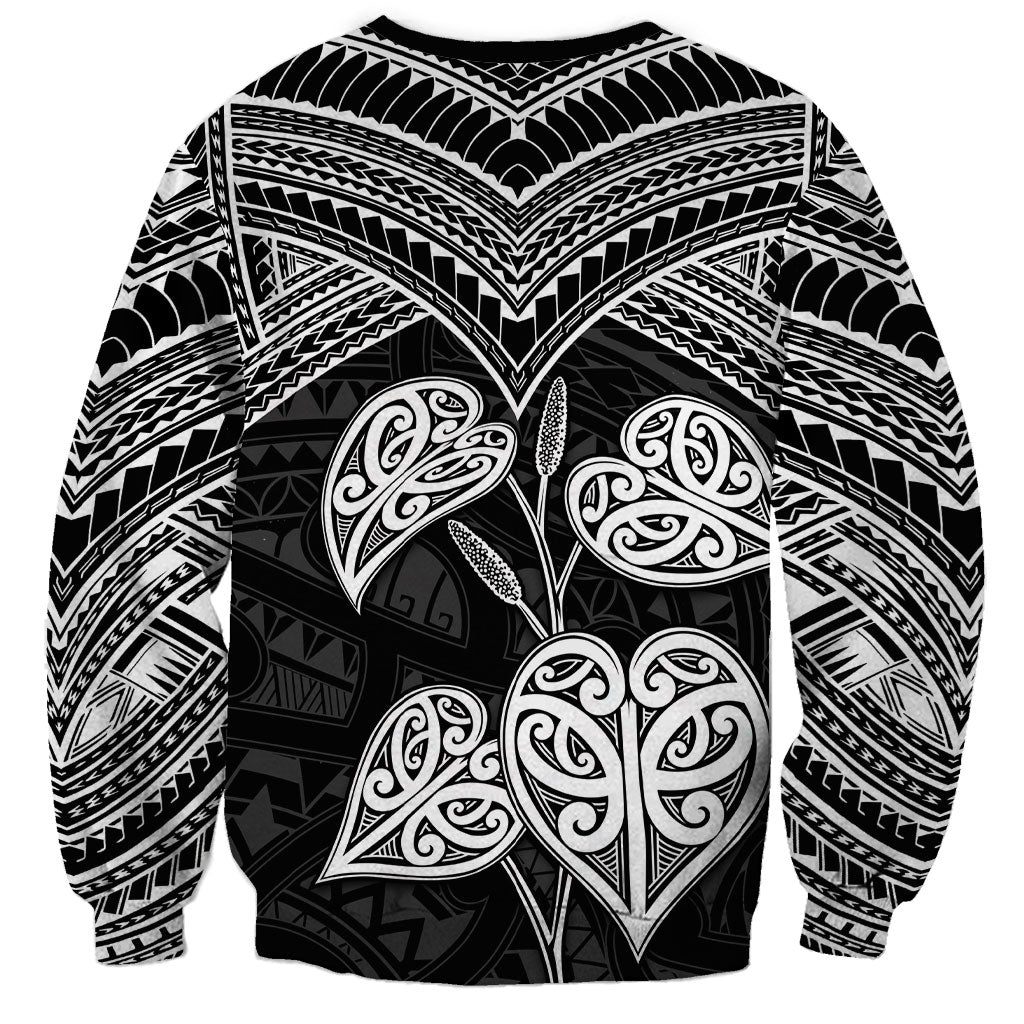 Black New Zealand Kawakawa Maori Ngaru Sweatshirt LT14 - Polynesian Pride