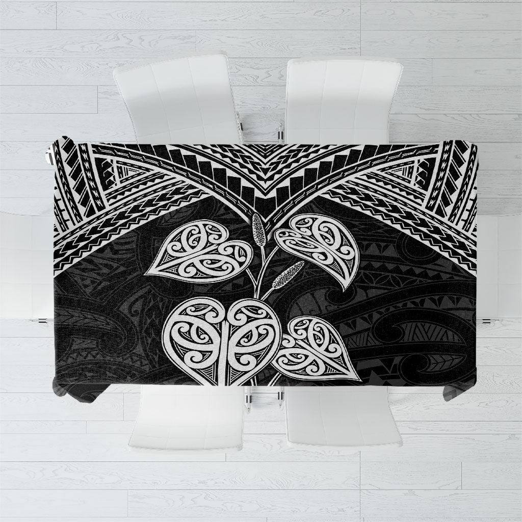 Black New Zealand Kawakawa Maori Ngaru Tablecloth LT14 Black - Polynesian Pride