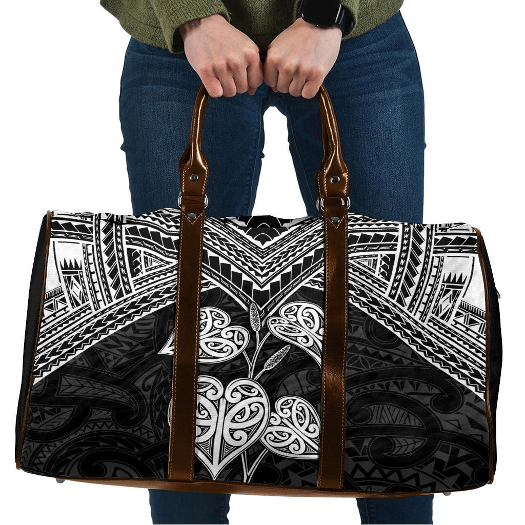 Black New Zealand Kawakawa Maori Ngaru Travel Bag LT14 Black - Polynesian Pride