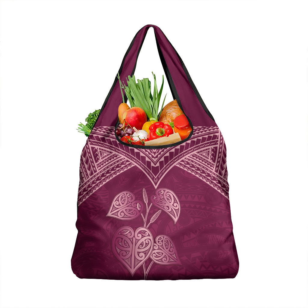 Burgundy New Zealand Kawakawa Maori Ngaru Grocery Bag LT14 1-pack One Size Burgundy - Polynesian Pride
