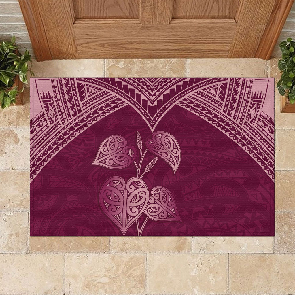 Burgundy New Zealand Kawakawa Maori Ngaru Rubber Doormat LT14 Burgundy - Polynesian Pride