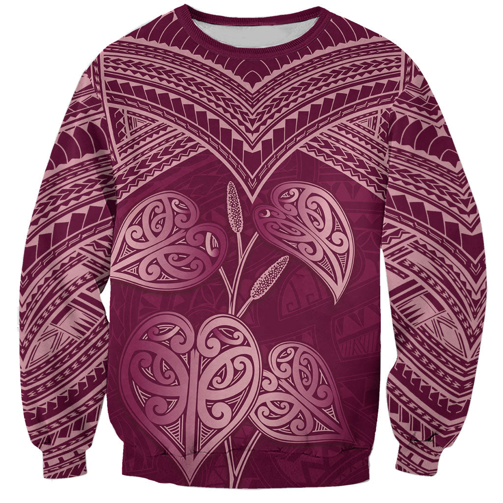Burgundy New Zealand Kawakawa Maori Ngaru Sweatshirt LT14 Unisex Burgundy - Polynesian Pride