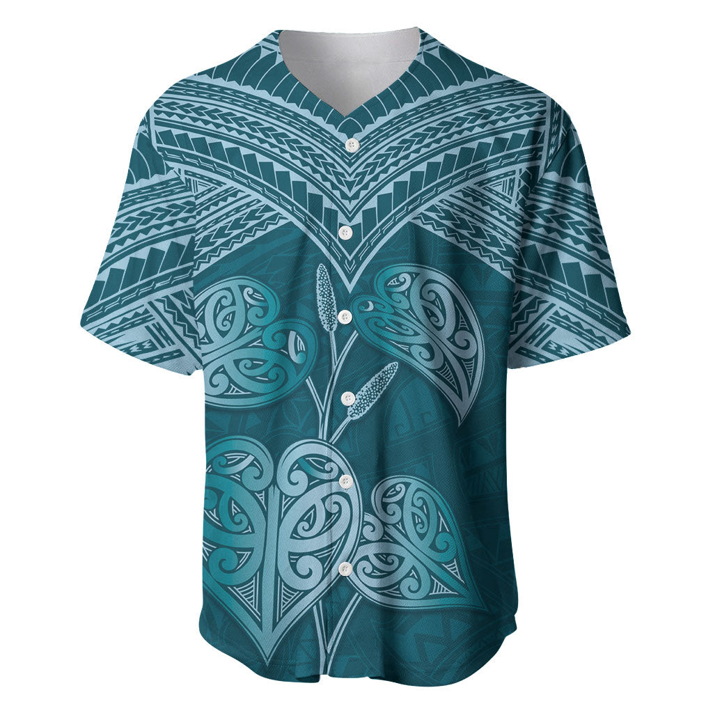Cyan New Zealand Kawakawa Maori Ngaru Baseball Jersey LT14 Cyan - Polynesian Pride