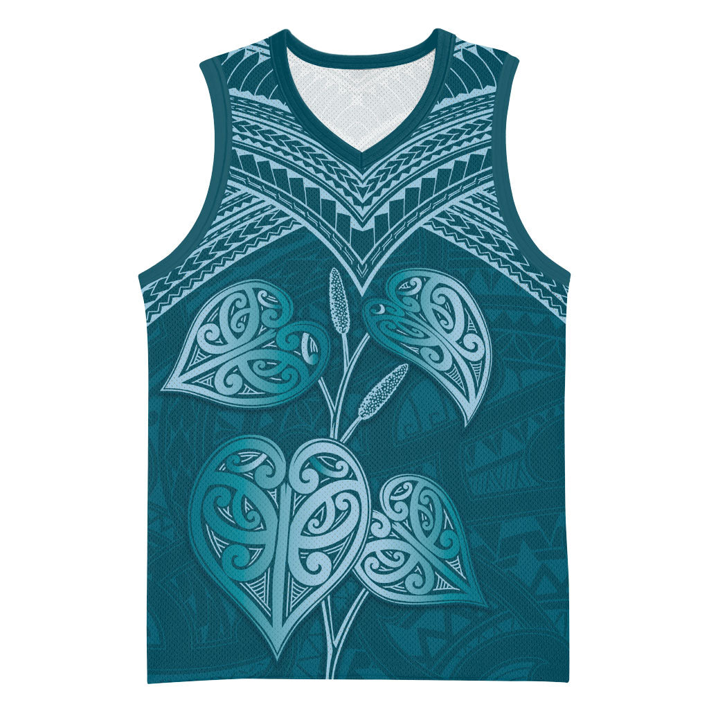 Cyan New Zealand Kawakawa Maori Ngaru Basketball Jersey LT14 Unisex Cyan - Polynesian Pride