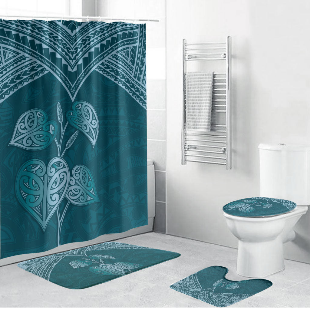 Cyan New Zealand Kawakawa Maori Ngaru Bathroom Set LT14 Bathroom Set (4 pcs) Cyan - Polynesian Pride