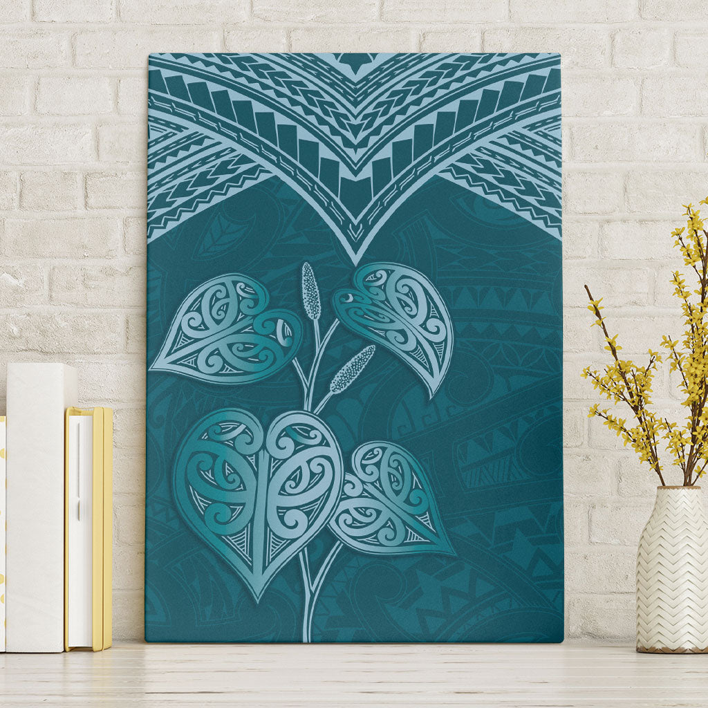 Cyan New Zealand Kawakawa Maori Ngaru Canvas Wall Art LT14 Without Frame Cyan - Polynesian Pride
