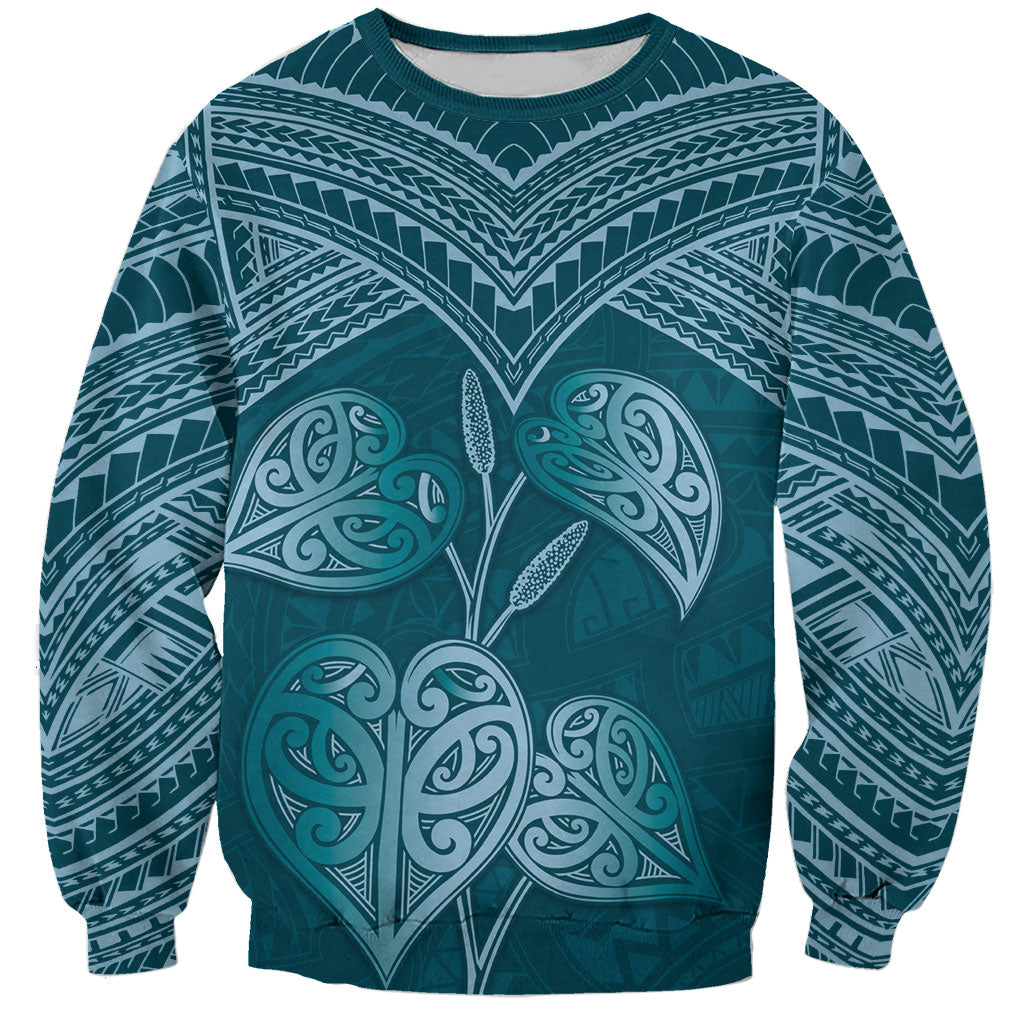 Cyan New Zealand Kawakawa Maori Ngaru Sweatshirt LT14 Unisex Cyan - Polynesian Pride