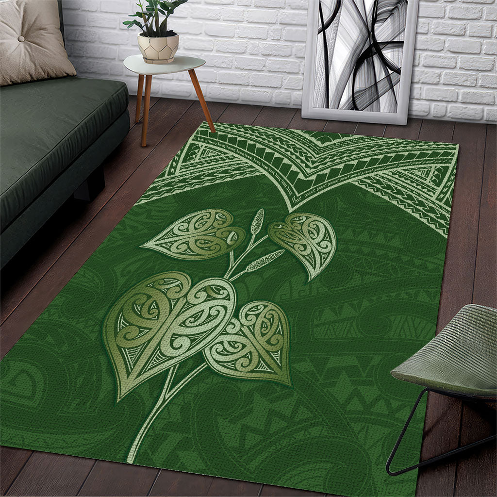 Green New Zealand Kawakawa Maori Ngaru Area Rug LT14 Green - Polynesian Pride
