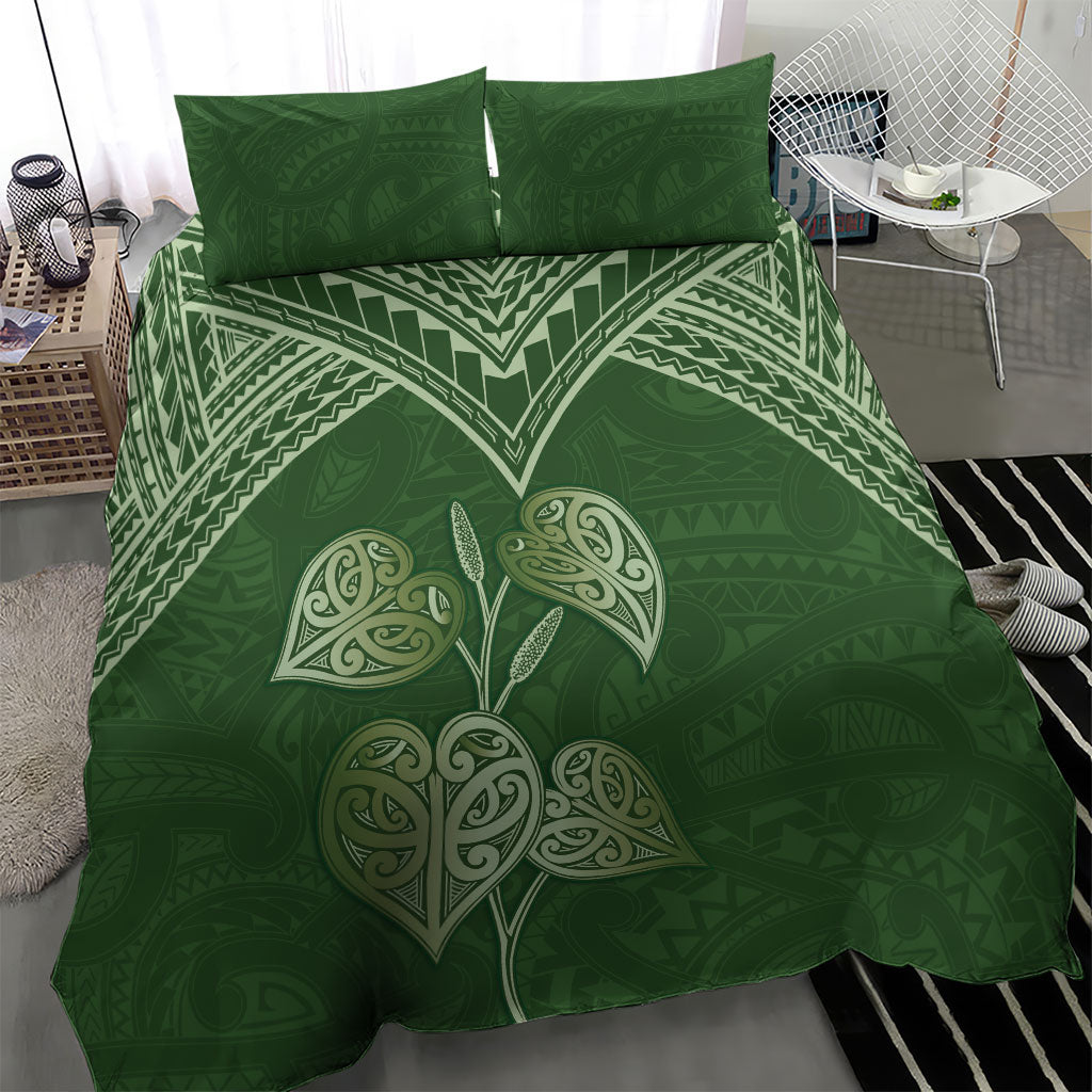 Green New Zealand Kawakawa Maori Ngaru Bedding Set LT14 - Polynesian Pride