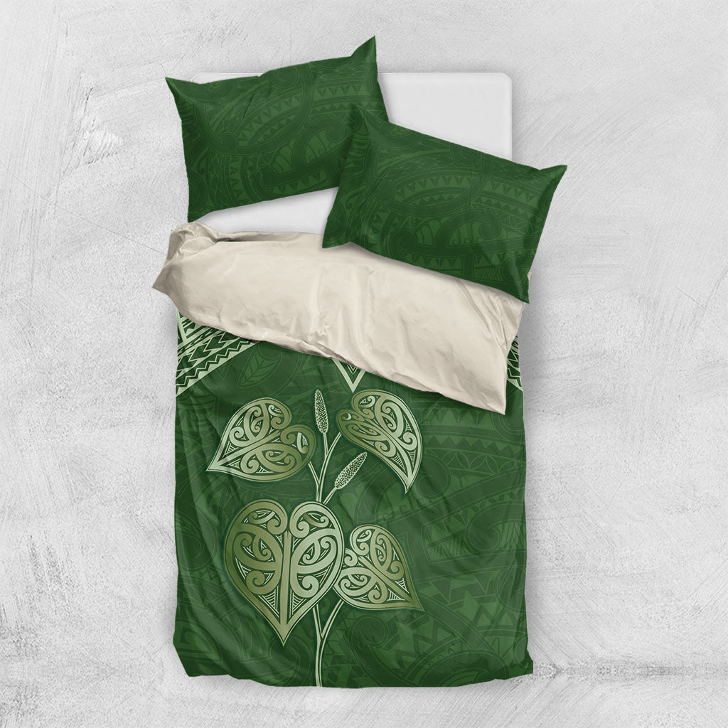 Green New Zealand Kawakawa Maori Ngaru Bedding Set LT14 US Twin 172cm x 218cm Green - Polynesian Pride