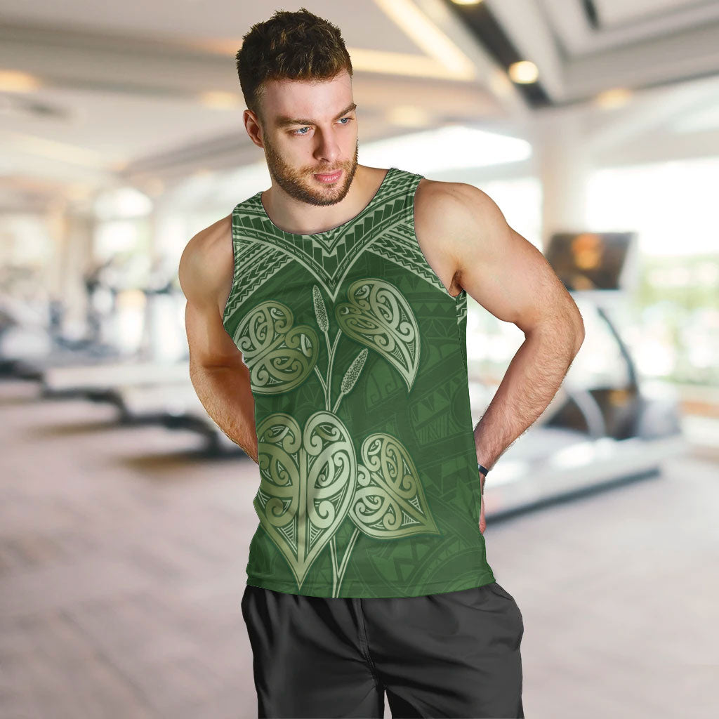 Green New Zealand Kawakawa Maori Ngaru Men Tank Top LT14 Green - Polynesian Pride