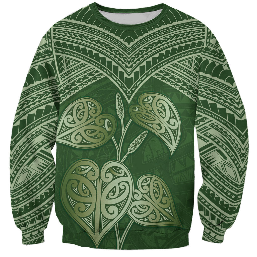 Green New Zealand Kawakawa Maori Ngaru Sweatshirt LT14 Unisex Green - Polynesian Pride