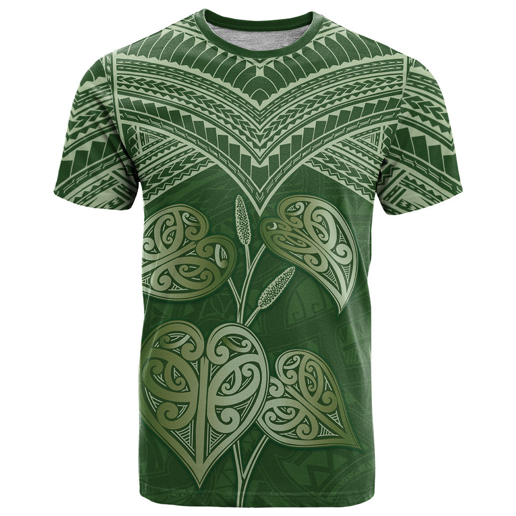 Green New Zealand Kawakawa Maori Ngaru T Shirt LT14 Green - Polynesian Pride