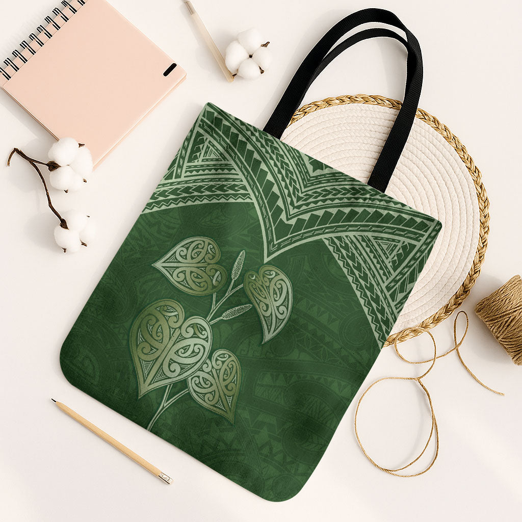 Green New Zealand Kawakawa Maori Ngaru Tote Bag LT14 Black Strap One Size Green - Polynesian Pride