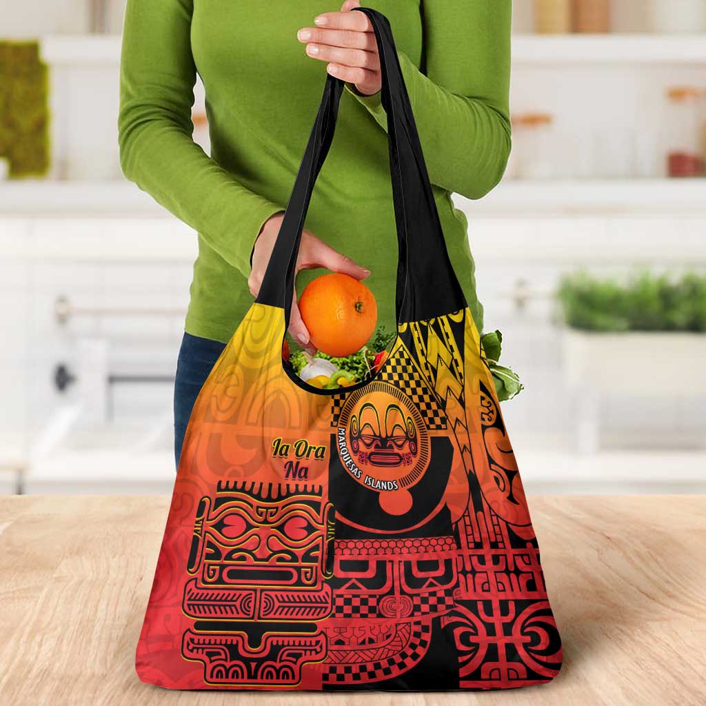 Ia Ora Na Marquesas Islands Grocery Bag Mata Tiki Marquesan Tattoo