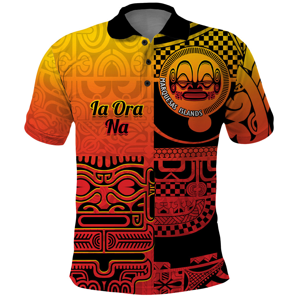 Personalised Ia Ora Na Marquesas Islands Polo Shirt Mata Tiki Marquesan Tattoo LT14 Red - Polynesian Pride