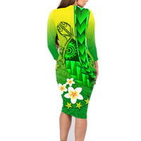Kia Orana Cook Islands Family Matching Long Sleeve Bodycon Dress and Hawaiian Shirt Kuki Airani Tattoo Pattern With Sea Turtle LT14 - Polynesian Pride