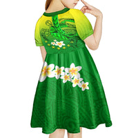 Kia Orana Cook Islands Kid Short Sleeve Dress Kuki Airani Tattoo Pattern With Sea Turtle LT14 - Polynesian Pride
