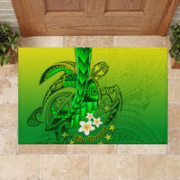 Kia Orana Cook Islands Rubber Doormat Kuki Airani Tattoo Pattern With Sea Turtle LT14 - Polynesian Pride