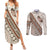 Bula Fiji Couples Matching Summer Maxi Dress and Long Sleeve Button Shirt Fijian Masi Tapa Cloth Vintage Vibes LT14 Beige - Polynesian Pride
