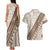 Bula Fiji Couples Matching Tank Maxi Dress and Hawaiian Shirt Fijian Masi Tapa Cloth Vintage Vibes LT14 - Polynesian Pride