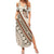 Bula Fiji Family Matching Summer Maxi Dress and Hawaiian Shirt Fijian Masi Tapa Cloth Vintage Vibes LT14 Mom's Dress Beige - Polynesian Pride