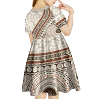 Bula Fiji Kid Short Sleeve Dress Fijian Masi Tapa Cloth Vintage Vibes LT14 - Polynesian Pride