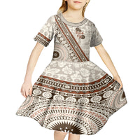 Bula Fiji Kid Short Sleeve Dress Fijian Masi Tapa Cloth Vintage Vibes LT14 - Polynesian Pride